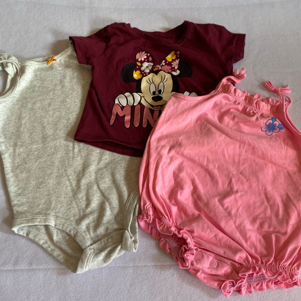 Disney Minnie Mouse Top & One Piece Romper & Bodysuit Sz 18 months Lot of 3 - Picture 6 of 6